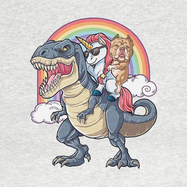 Pitbull Unicorn Ride T-rex Funny T-shirt For Lover by darius2019